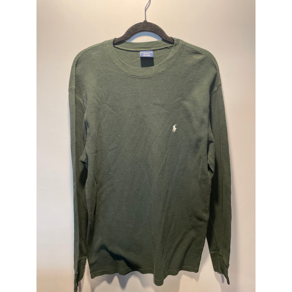 Polo Ralph Lauren Mens XL Olive Green Waffle Knit Thermal Long Sleeve Shirt